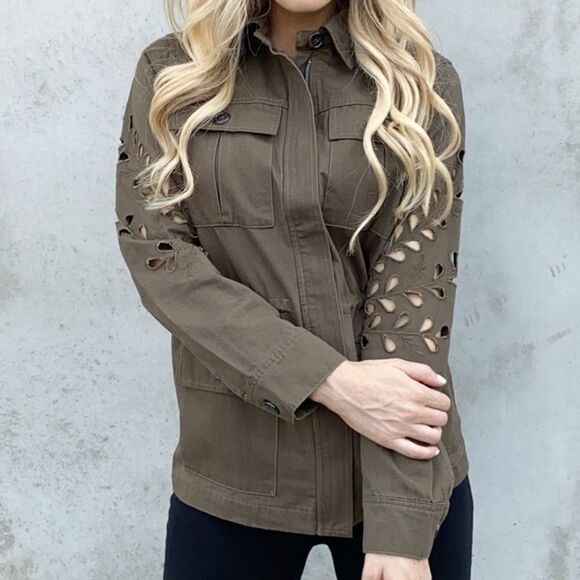 NWT‎ olive utility cut out jacket size small - Picture 1 of 7